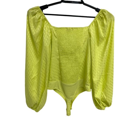 Express Women's Satin Jacquard Tie Front Bodysuit long sleeve size L - Picture 10 of 12